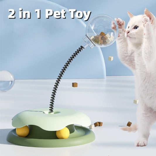 2-in-1 Cat Toy Food Dispenser Turntable