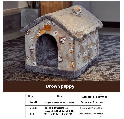 Foldable Pet House Warm Cave Bed