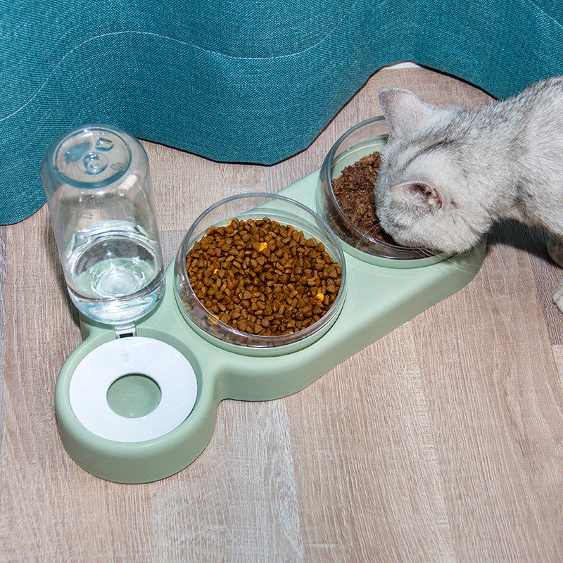 Cat Dog Feeder Bowl With Fountain Stand