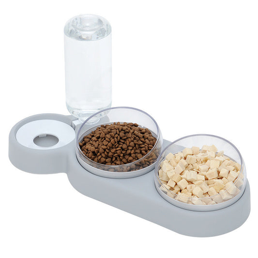Cat Dog Feeder Bowl With Fountain Stand