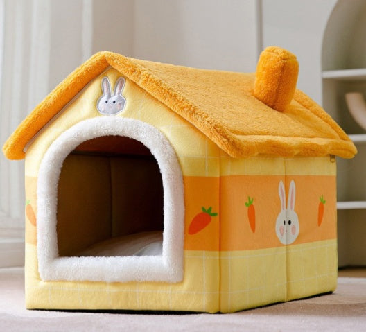 Foldable Pet House Warm Cave Bed