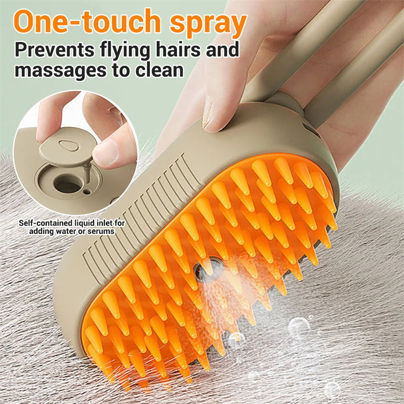 3-in-1 Pet Steam Brush – Grooming, Massage & Hair Removal