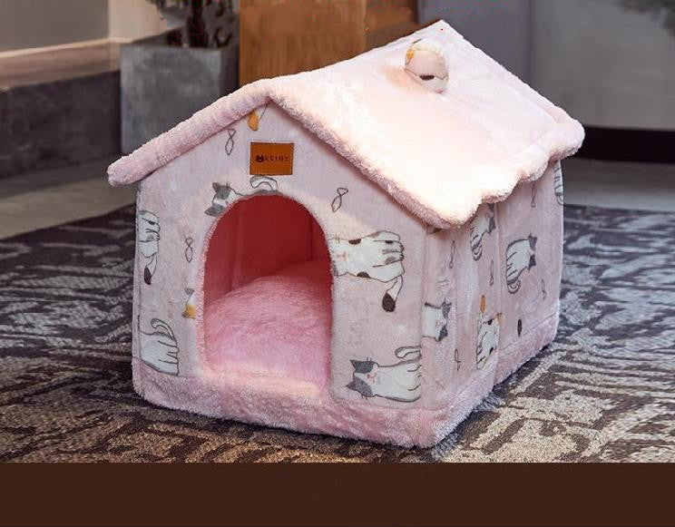 Foldable Pet House Warm Cave Bed