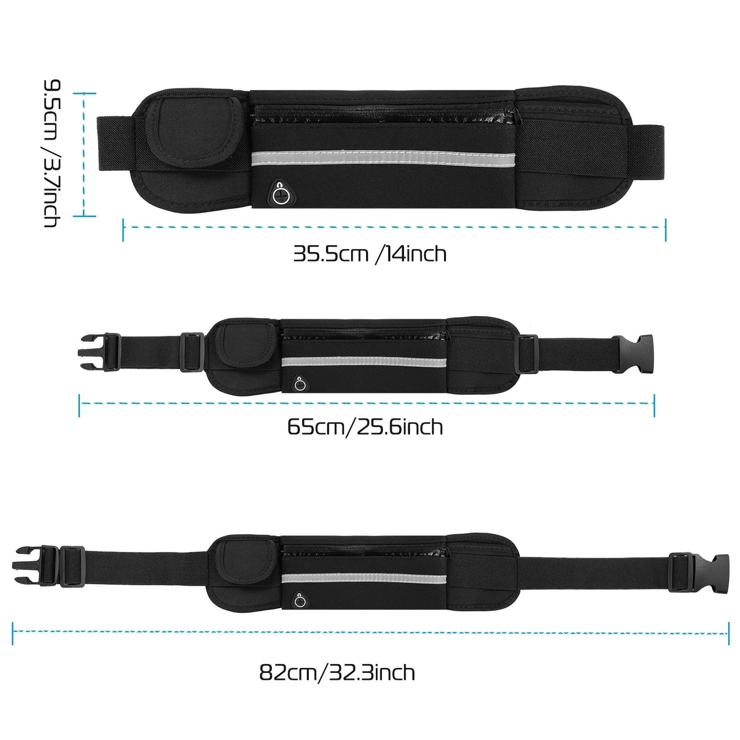 1Pc Sports Waist Bag Running Belt Pack Waterproof Adjustable Waist Pouch