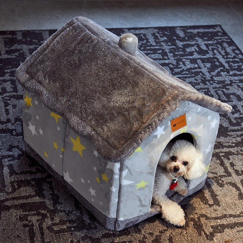 Foldable Pet House Warm Cave Bed