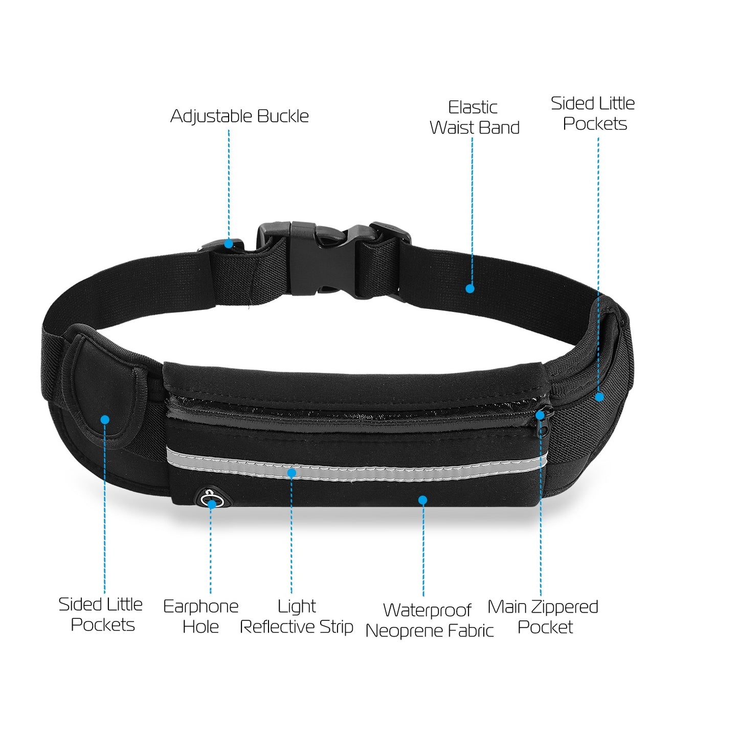 1Pc Sports Waist Bag Running Belt Pack Waterproof Adjustable Waist Pouch