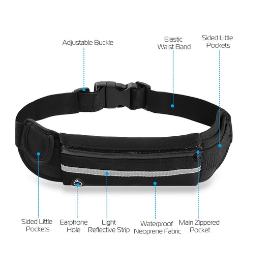 1Pc Sports Waist Bag Running Belt Pack Waterproof Adjustable Waist Pouch