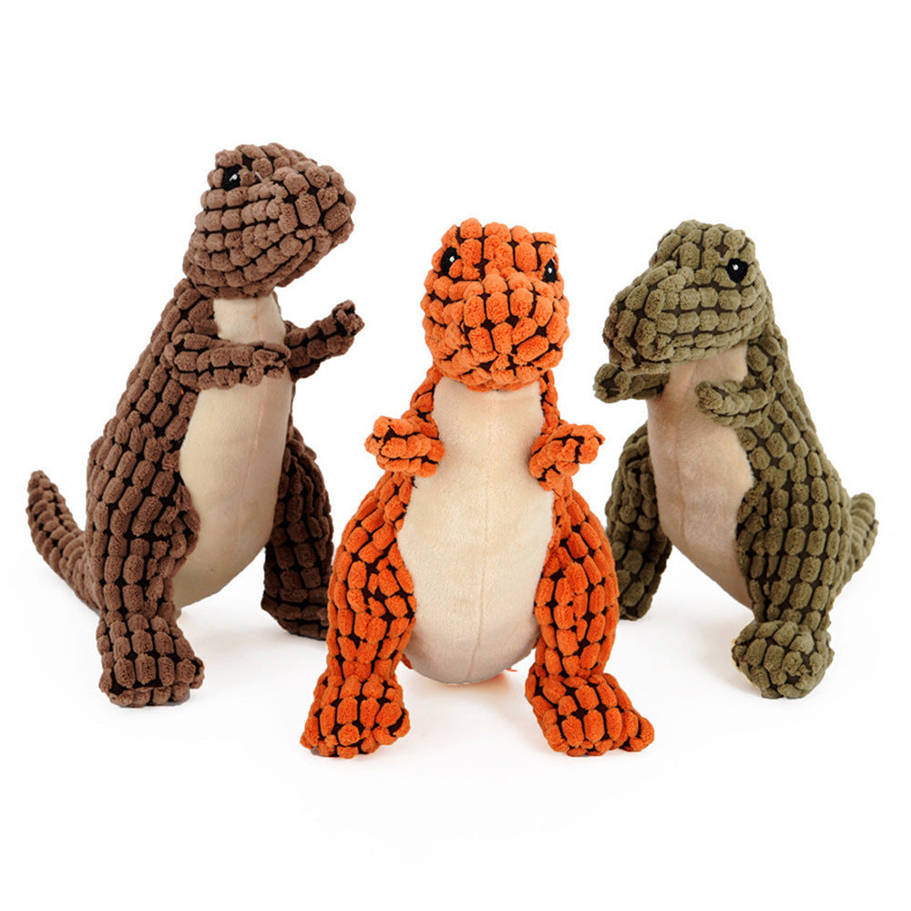 Plush Dinosaur Dog Toy Chew Squeaker