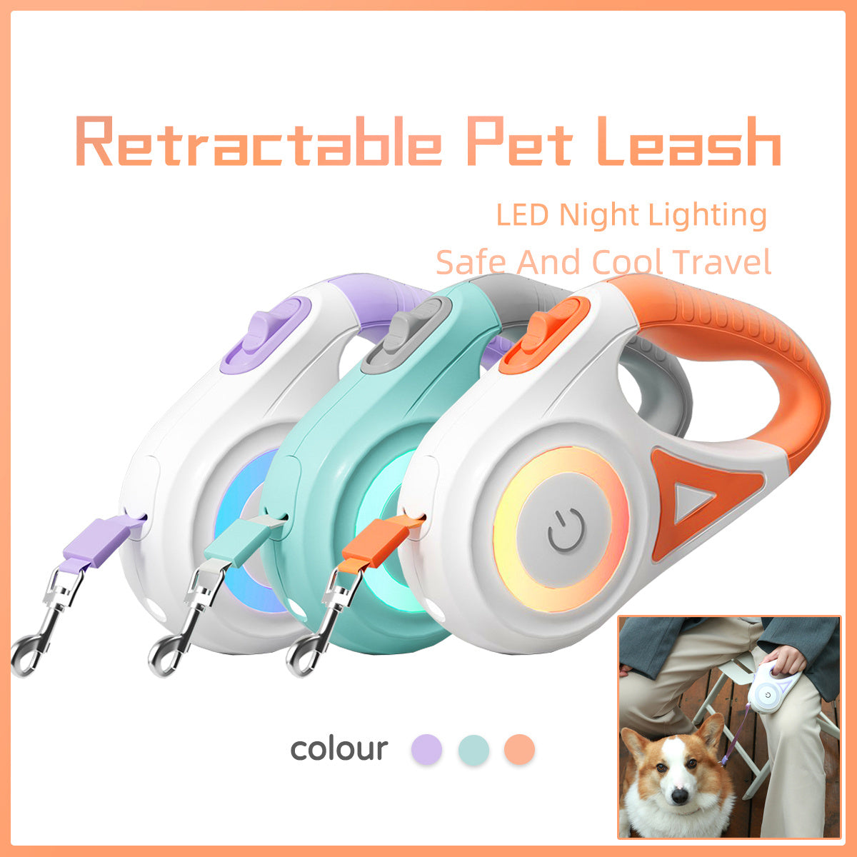Retractable Dog Leash With Collar Spotlight