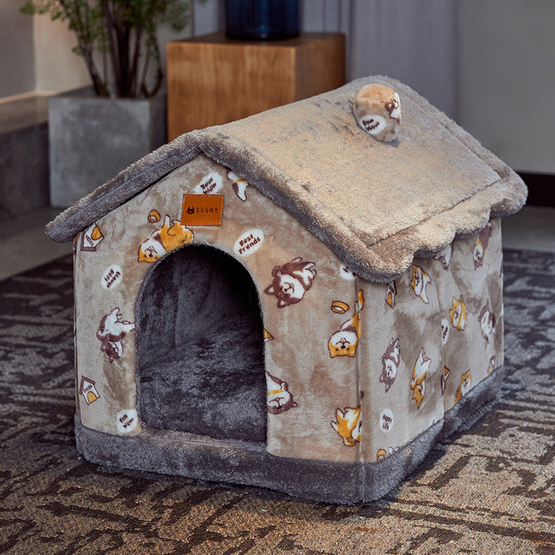 Foldable Pet House Warm Cave Bed