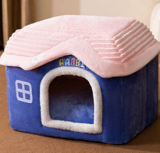 Foldable Pet House Warm Cave Bed