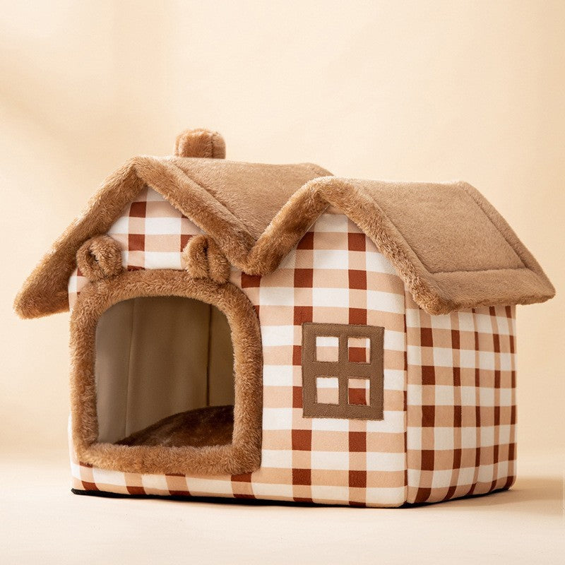 Foldable Pet House Warm Cave Bed