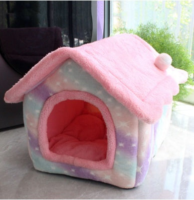 Foldable Pet House Warm Cave Bed