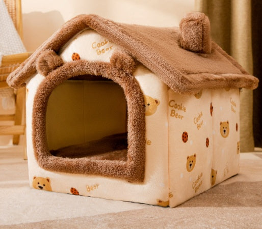 Foldable Pet House Warm Cave Bed