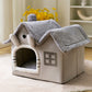Foldable Pet House Warm Cave Bed