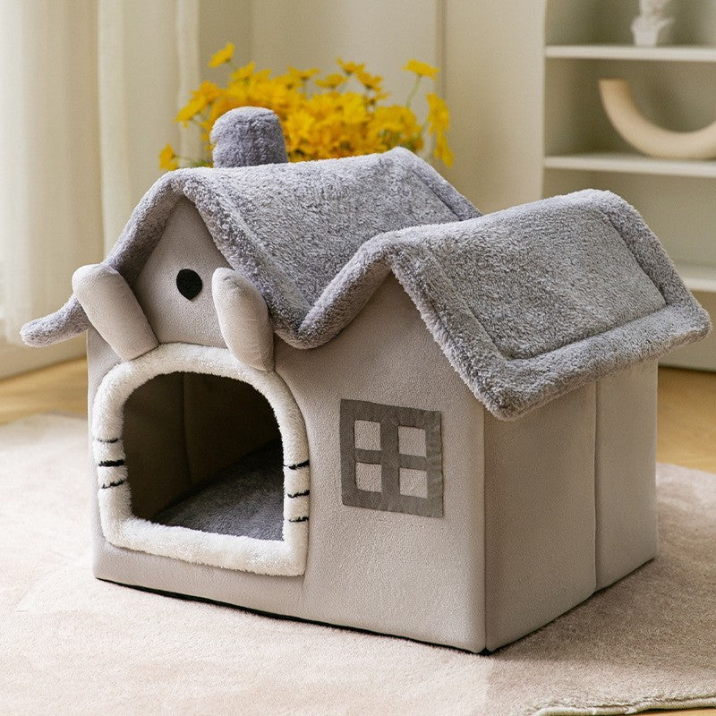 Foldable Pet House Warm Cave Bed