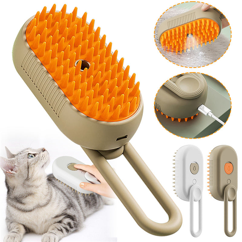 3-in-1 Pet Steam Brush – Grooming, Massage & Hair Removal