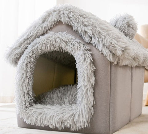 Foldable Pet House Warm Cave Bed