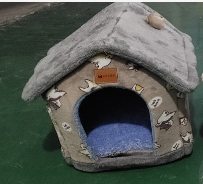 Foldable Pet House Warm Cave Bed