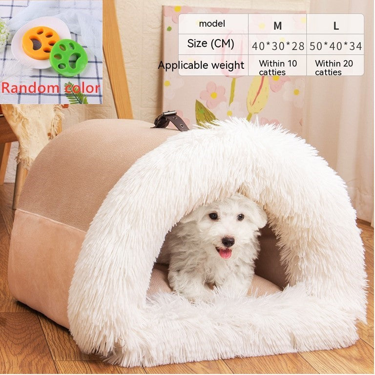 Portable Pet Nest Warm Long Fur Cat