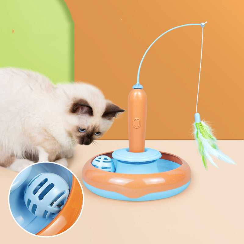 2-in-1 Cat Toy Turntable With Feather