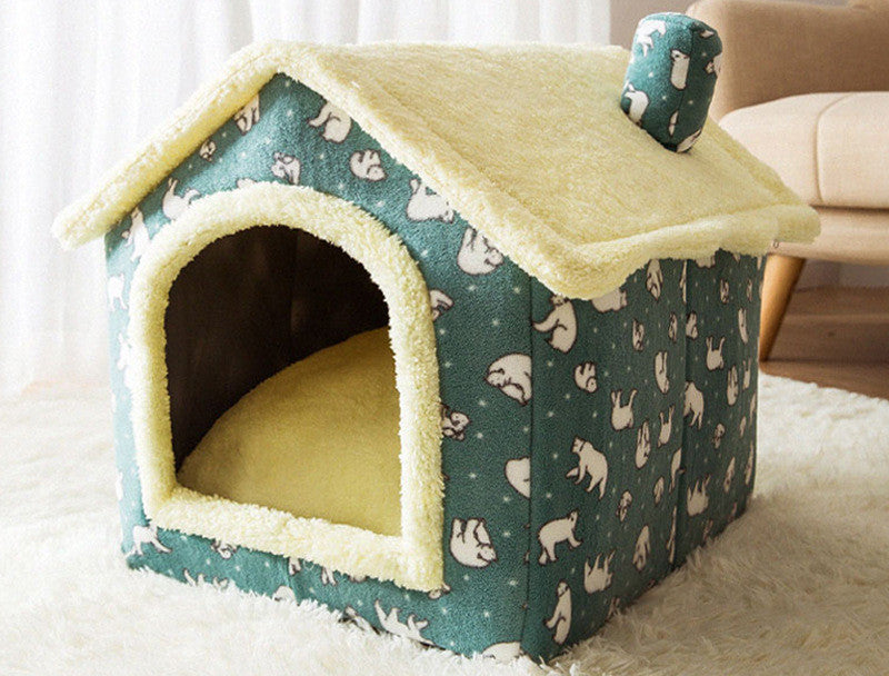 Foldable Pet House Warm Cave Bed