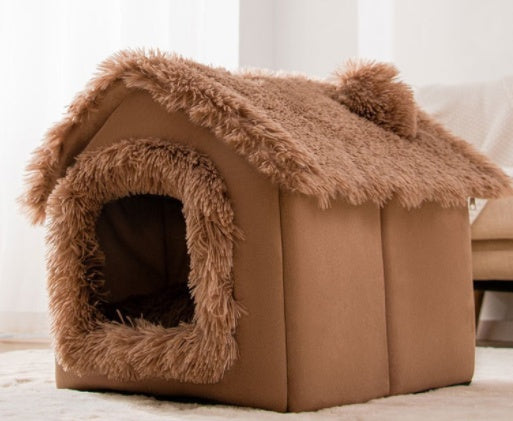Foldable Pet House Warm Cave Bed