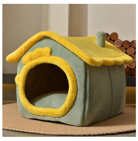Foldable Pet House Warm Cave Bed