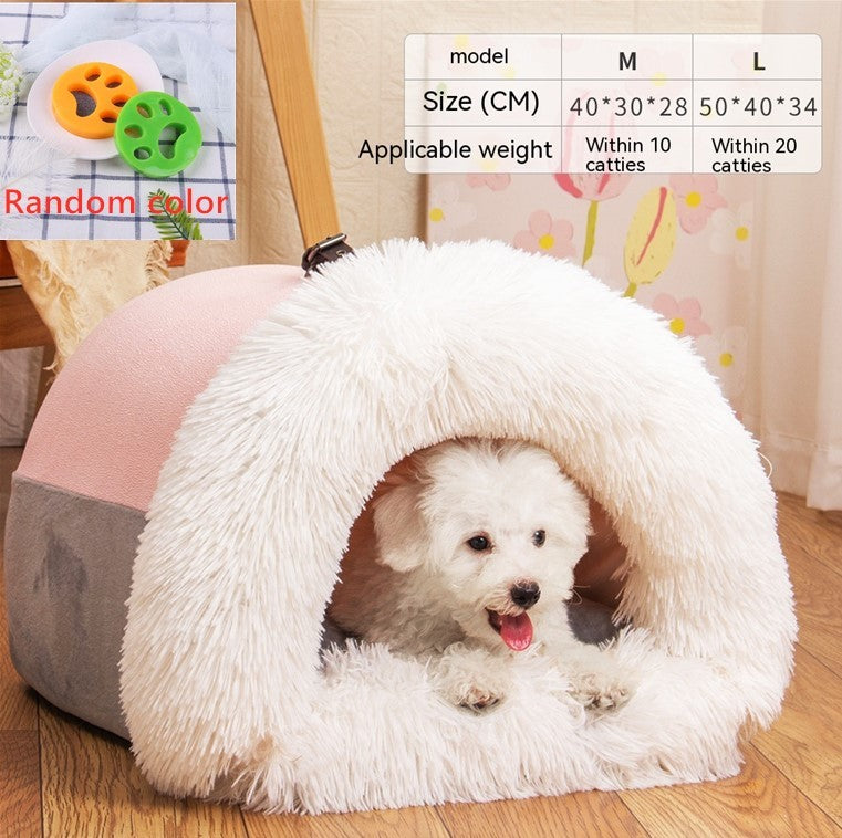 Portable Pet Nest Warm Long Fur Cat
