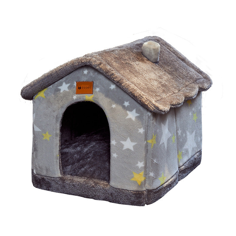 Foldable Pet House Warm Cave Bed
