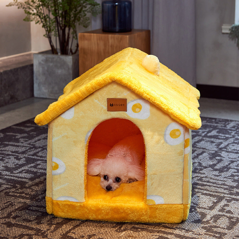 Foldable Pet House Warm Cave Bed