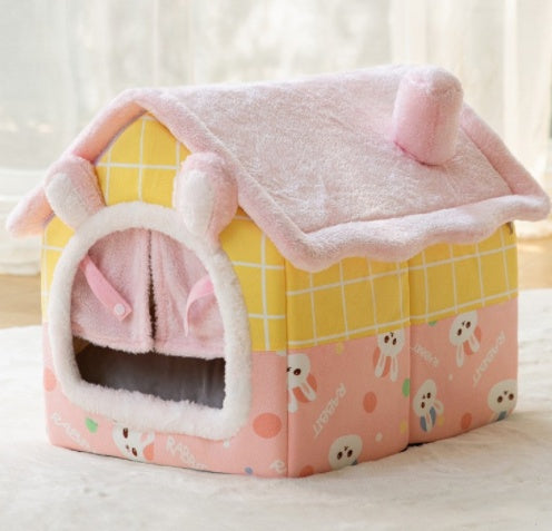 Foldable Pet House Warm Cave Bed