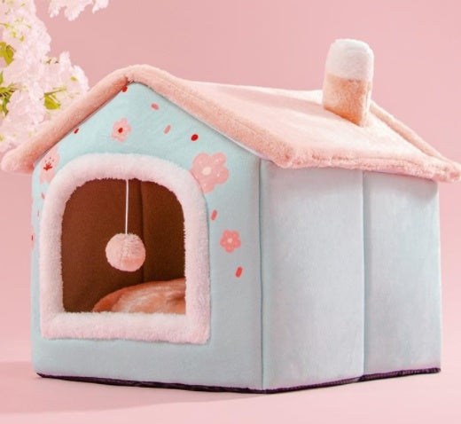 Foldable Pet House Warm Cave Bed