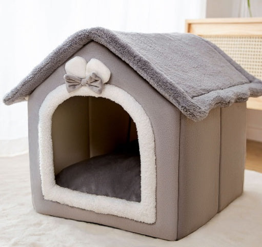 Foldable Pet House Warm Cave Bed