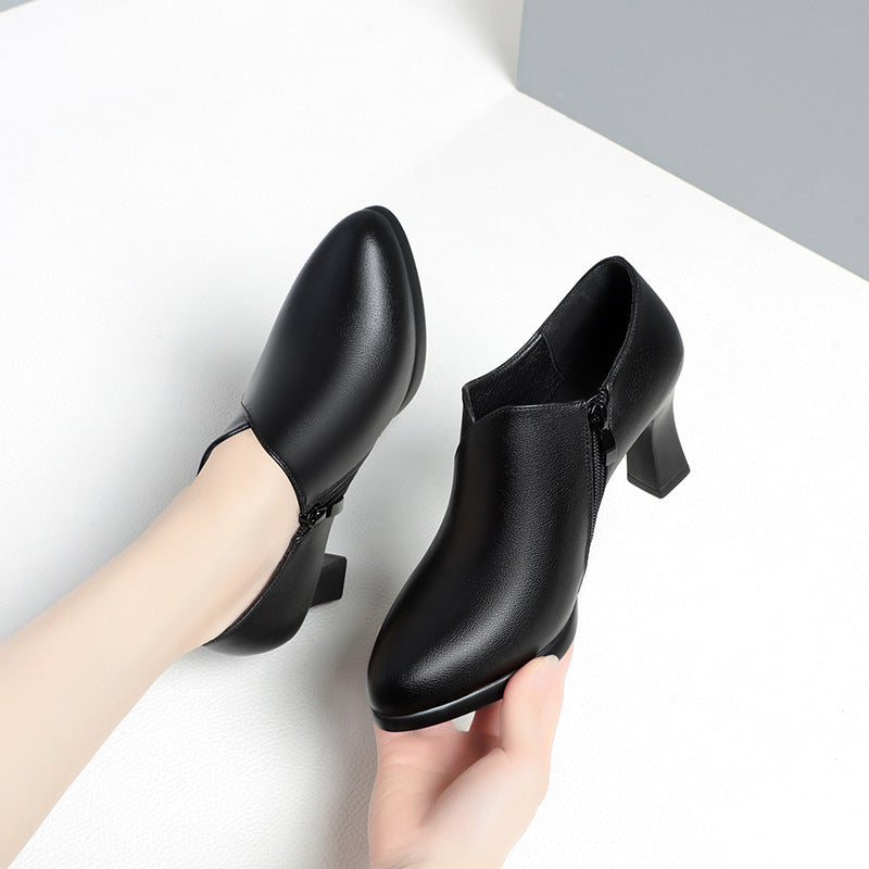 Soft Leather Deep Mouth Pumps Shoes